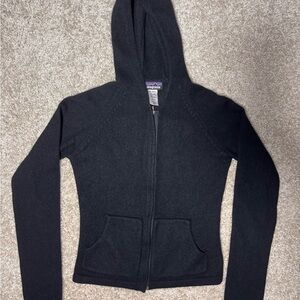Patagonia Recycled Cashmere Black Women's Hooded Cardigan Sweater